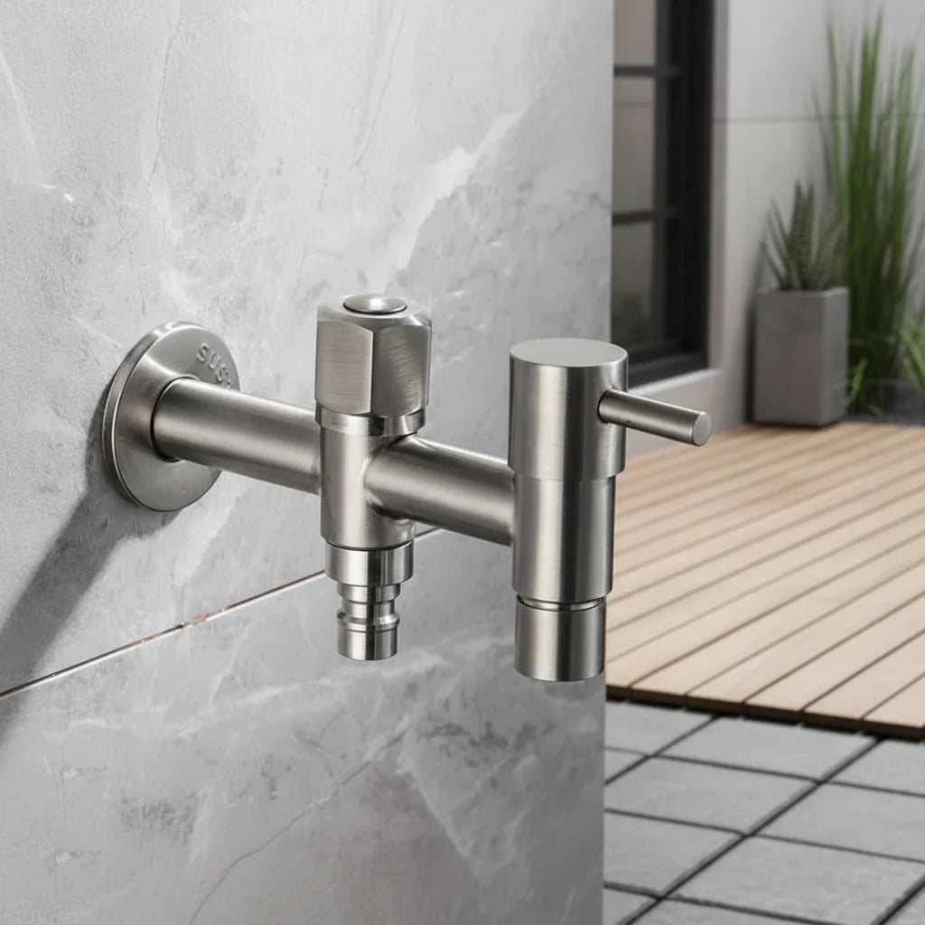 Outdoor Faucet 304 Stainless Steel Wall-Mounted Rust-Resistant