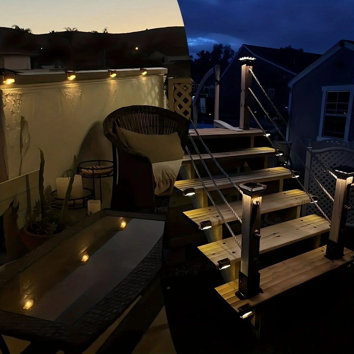 Outdoor Fence Lights Solar-Powered Waterproof Set of 8