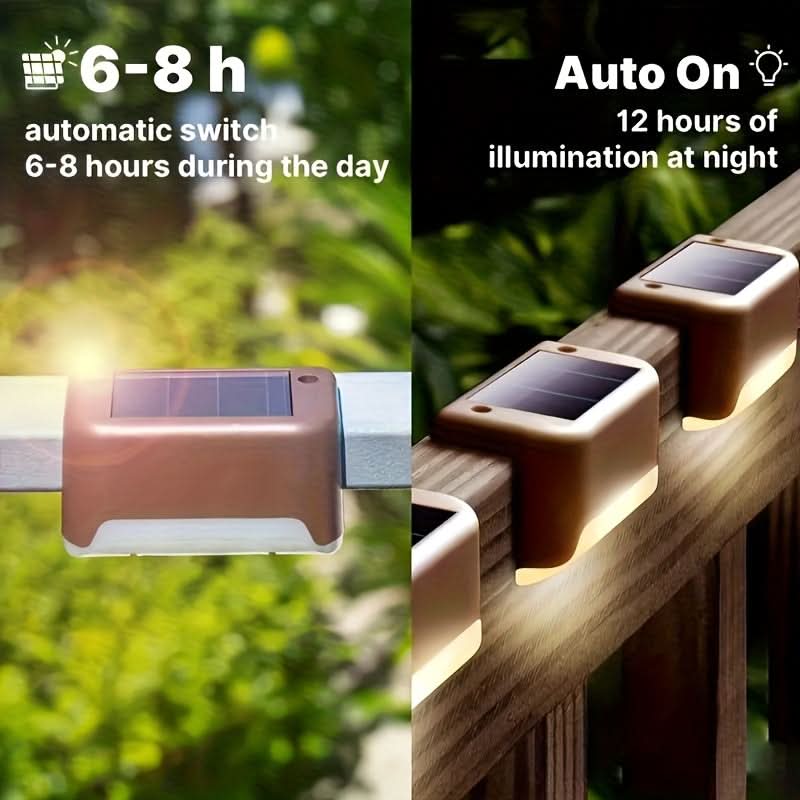 Outdoor Fence Lights Solar-Powered Waterproof Set of 8