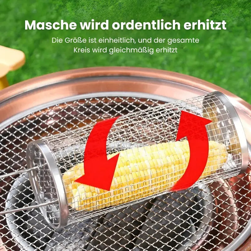 Outdoor Grill Basket Rolling Design 304 Stainless Steel