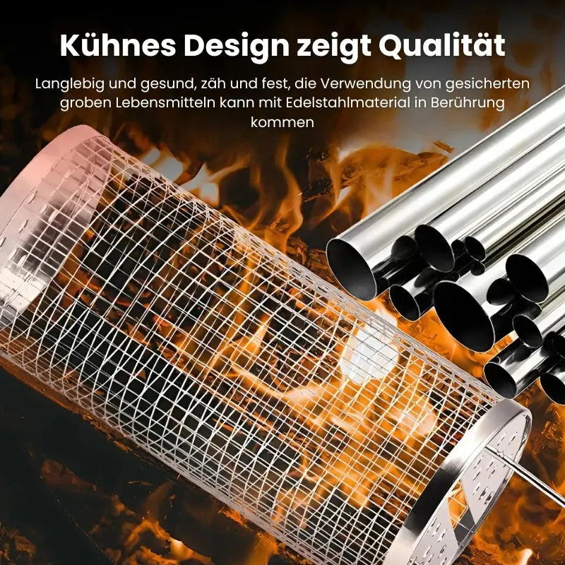 Outdoor Grill Basket Rolling Design 304 Stainless Steel