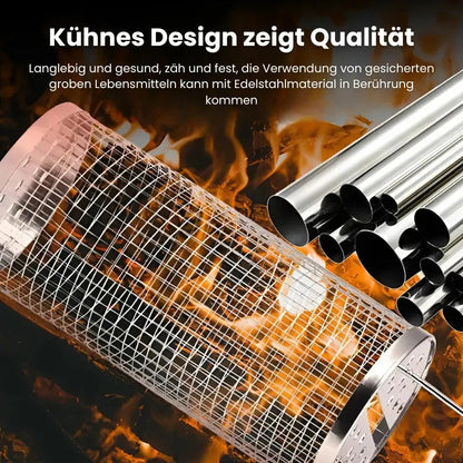 Outdoor Grill Basket Rolling Design 304 Stainless Steel