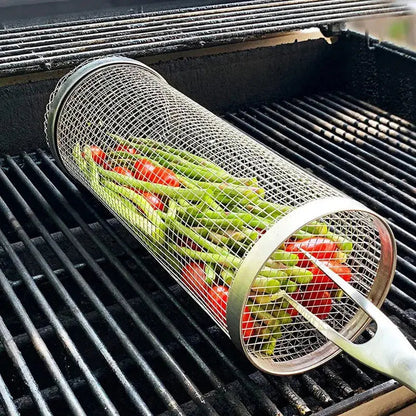 Outdoor Grill Basket Rolling Design 304 Stainless Steel