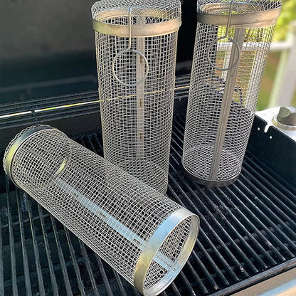 Outdoor Grill Basket Rolling Design 304 Stainless Steel