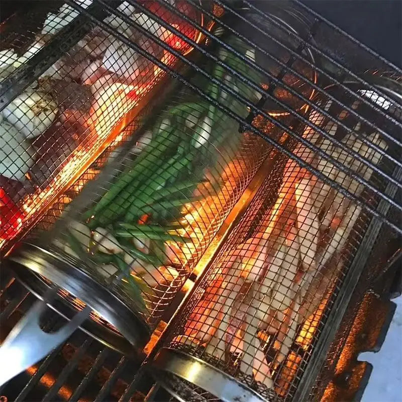 Outdoor Grill Basket Rolling Design 304 Stainless Steel