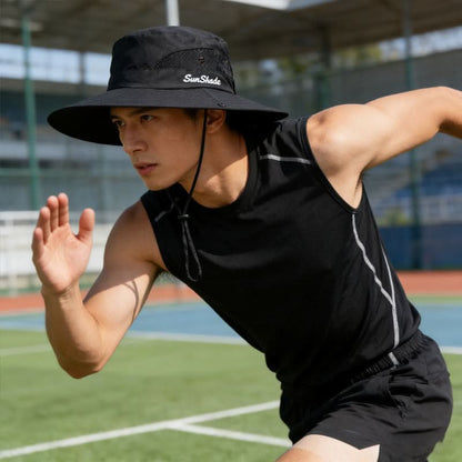 Outdoor Hat Wide Brim Breathable Mesh Adjustable Fit