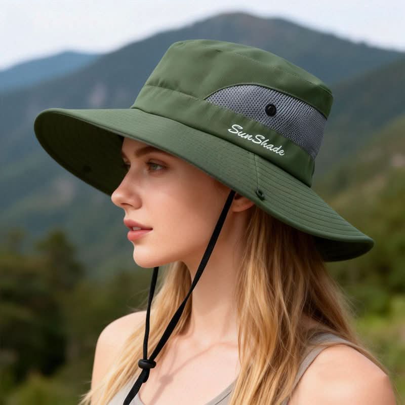 Outdoor Hat Wide Brim Breathable Mesh Adjustable Fit
