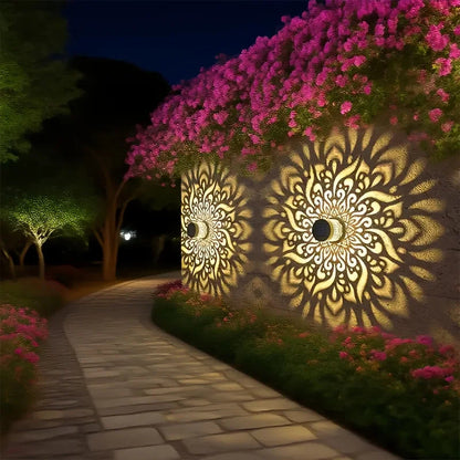 Outdoor Lantern Floral Shadow Projection Solar-Powered Weatherproof