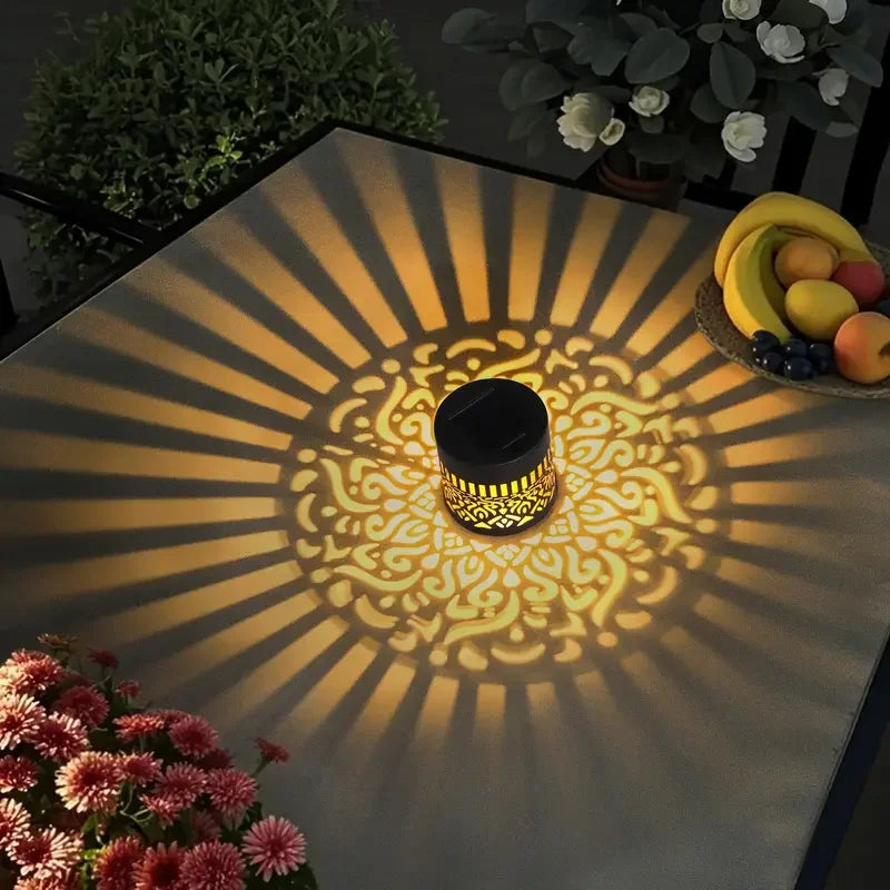 Outdoor Lantern Floral Shadow Projection Solar-Powered Weatherproof
