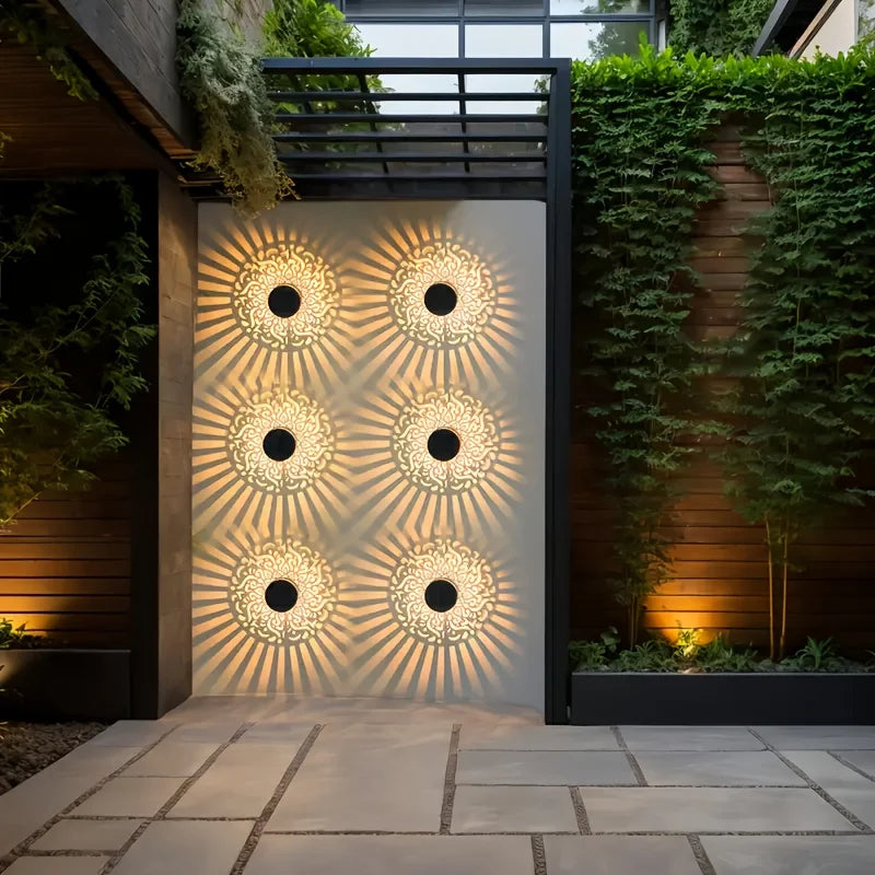Outdoor Lantern Floral Shadow Projection Solar-Powered Weatherproof
