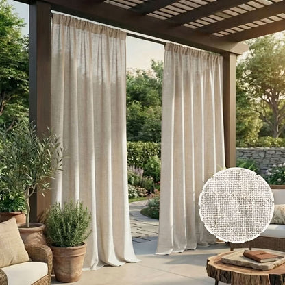 Outdoor Patio Curtains Boho Linen-Like Polyester Privacy & Shade