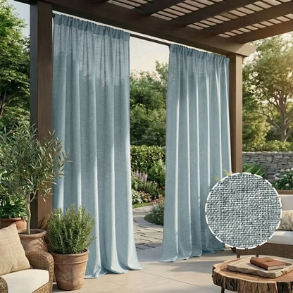 Outdoor Patio Curtains Boho Linen-Like Polyester Privacy & Shade