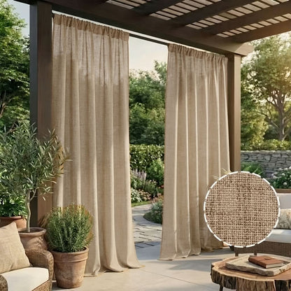 Outdoor Patio Curtains Boho Linen-Like Polyester Privacy & Shade