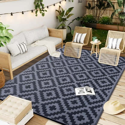 Outdoor Rug Reversible Geometric Non-Slip Water-Repellent