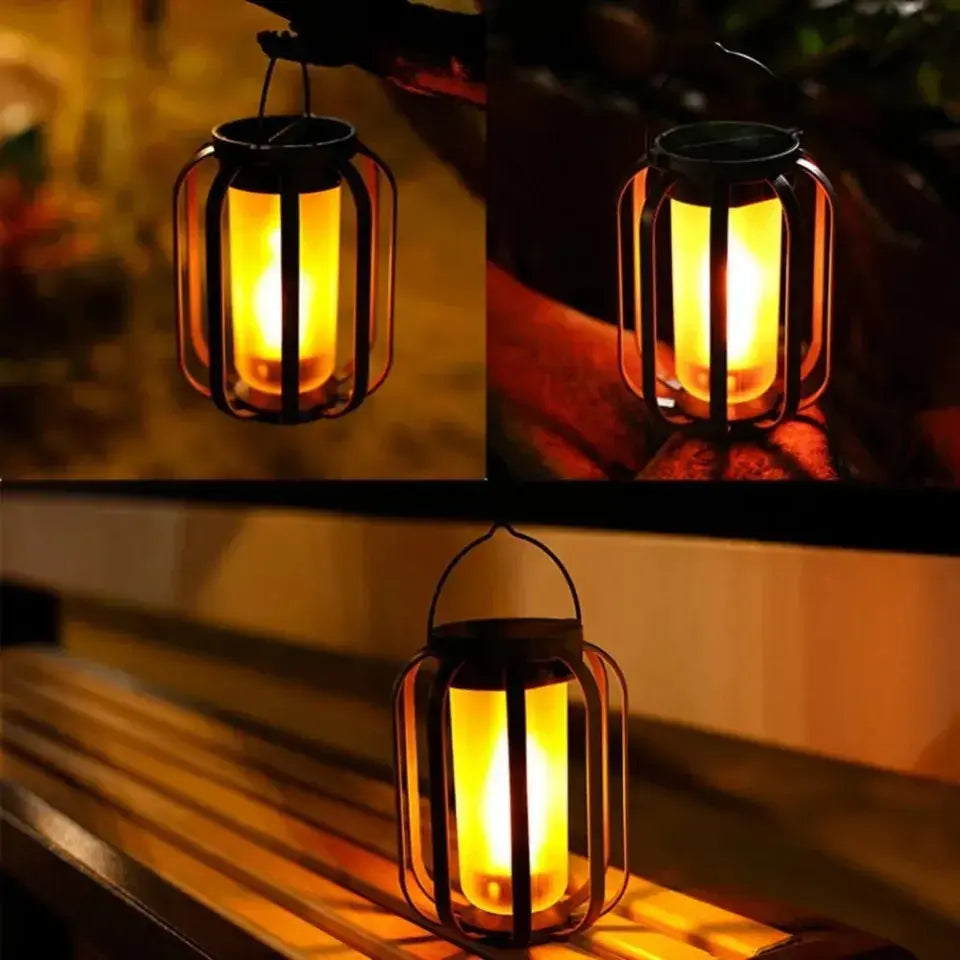 Outdoor Solar Lantern Flickering Flame USB-C & Solar Charging