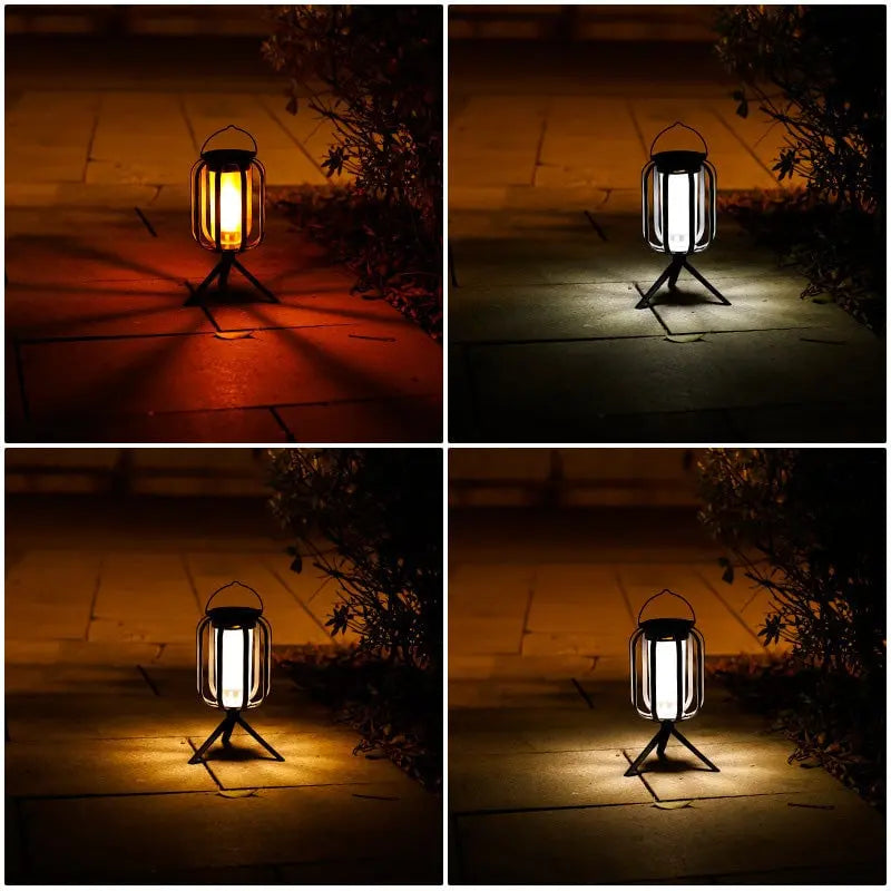 Outdoor Solar Lantern Flickering Flame USB-C & Solar Charging