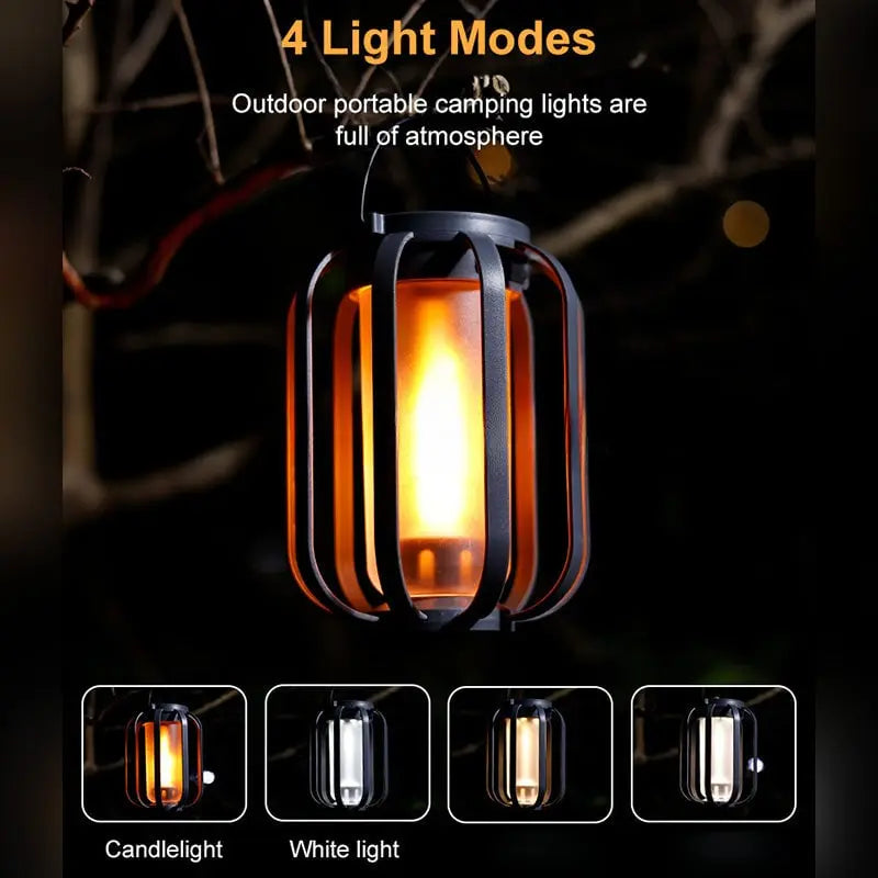 Outdoor Solar Lantern Flickering Flame USB-C & Solar Charging