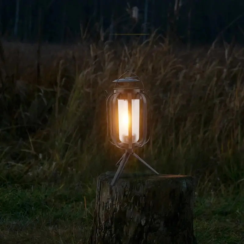 Outdoor Solar Lantern Flickering Flame USB-C & Solar Charging