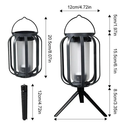 Outdoor Solar Lantern Flickering Flame USB-C & Solar Charging