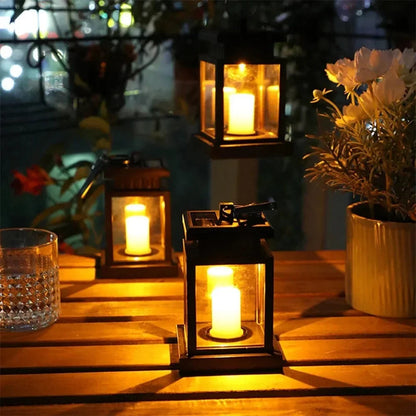 Outdoor Solar Lantern Flickering LED Weatherproof Hanging & Tabletop