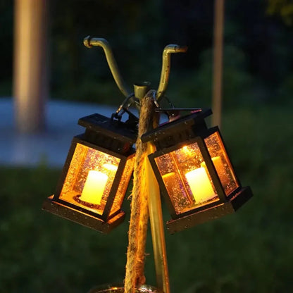 Outdoor Solar Lantern Flickering LED Weatherproof Hanging & Tabletop