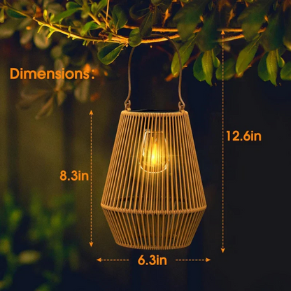 Outdoor Solar Lantern Handwoven Rattan Waterproof