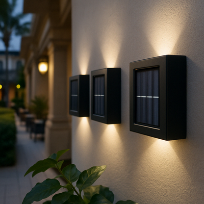 Outdoor Solar Wall Light Warm Up & Down Set of 4