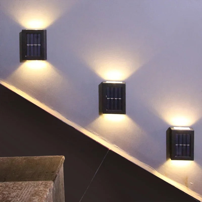 Outdoor Solar Wall Light Warm Up & Down Set of 4