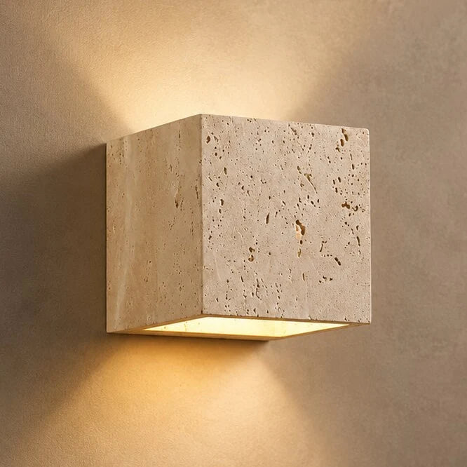 Outdoor Wall Light Natural Travertine Weatherproof Warm White