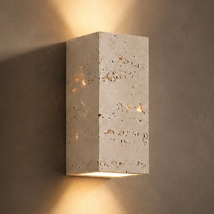 Outdoor Wall Light Natural Travertine Weatherproof Warm White