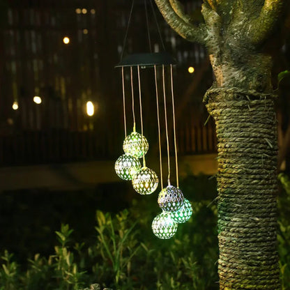 Outdoor Wind Chime Solar-Powered Color-Changing LED