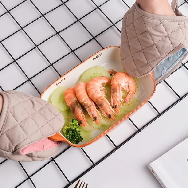 Oven Gloves Silicone Non-Slip Insulated Quilted