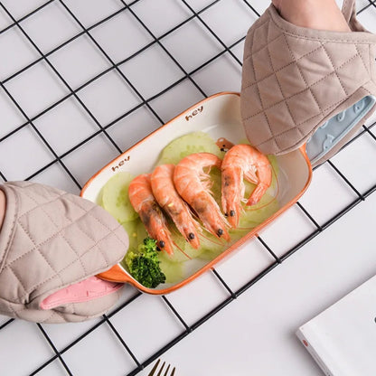 Oven Gloves Silicone Non-Slip Insulated Quilted
