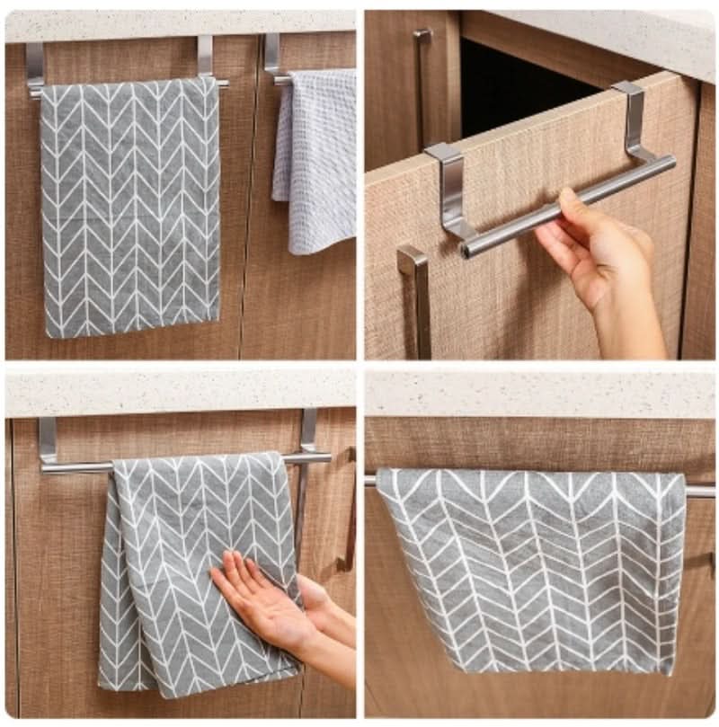 Over-Door Towel Holder Rust-Resistant Stainless Steel Drill-Free