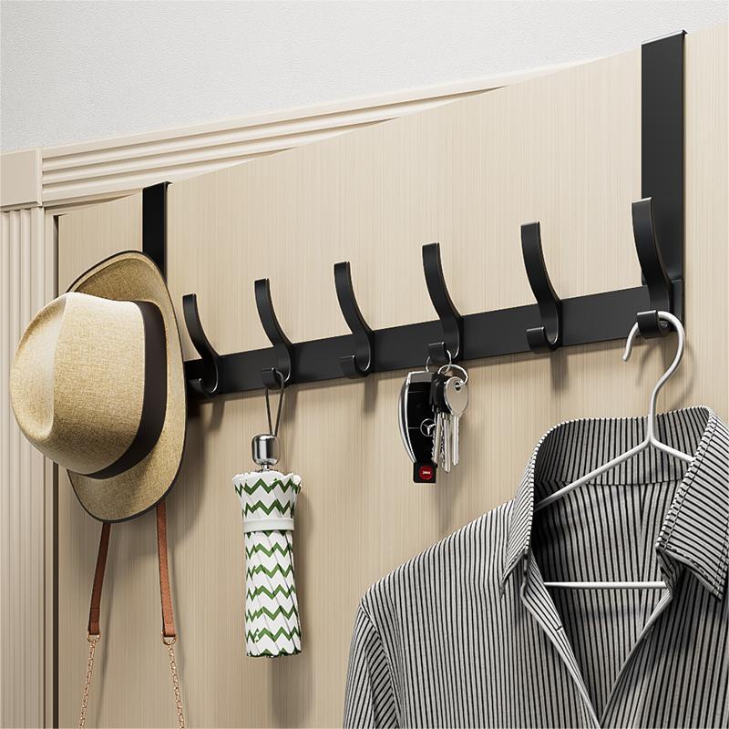 Over-The-Door Hook Rack Multi-Hook No-Drill Installation