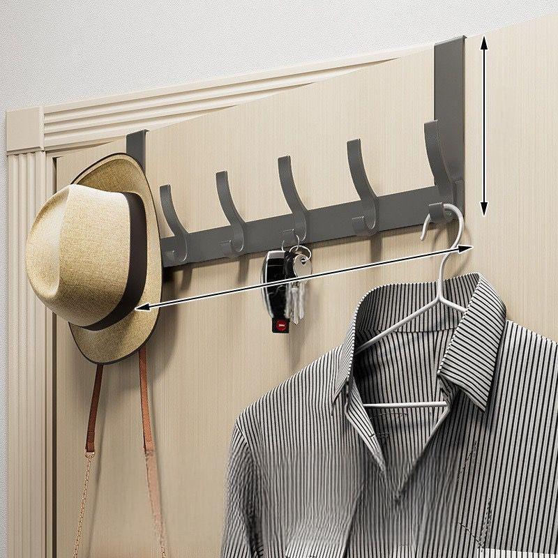 Over-The-Door Hook Rack Multi-Hook No-Drill Installation