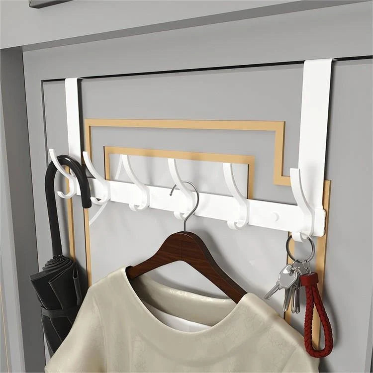 Over-The-Door Hook Rack Multi-Hook No-Drill Installation