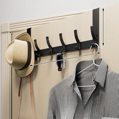 Over-The-Door Hook Rack Multi-Hook No-Drill Installation