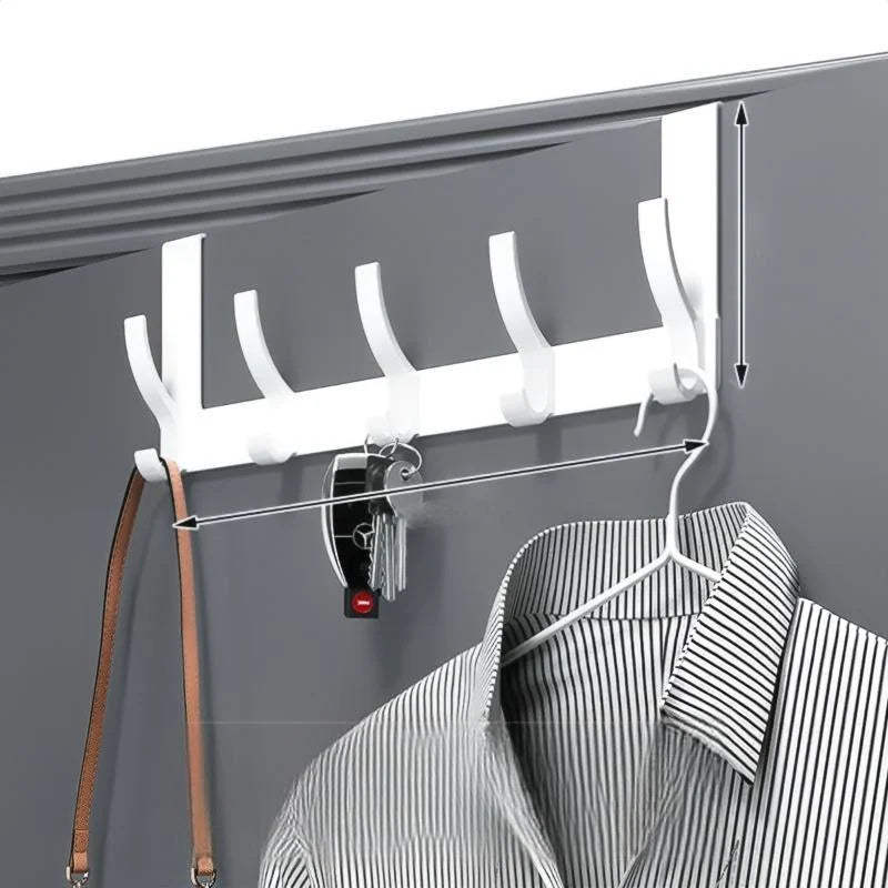 Over-The-Door Hook Rack Multi-Hook No-Drill Installation