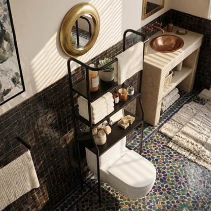 Over-Toilet Shelf 3-Tier Space-Saving Steel Frame