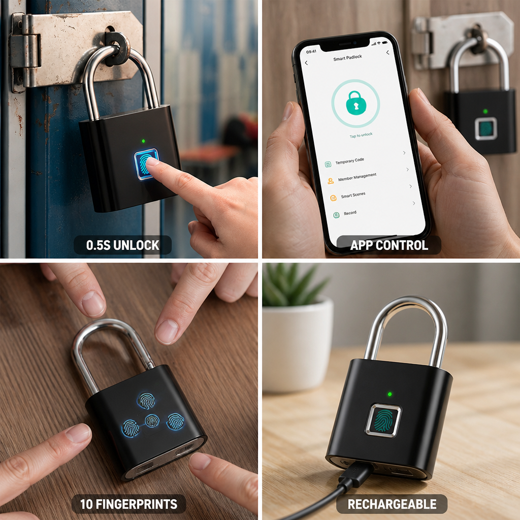 Padlock Fingerprint 0.5 Second Unlock App Control