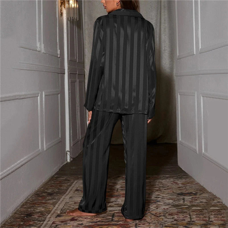 Pajama Set Silk Blouse And Pants Year-Round Comfort