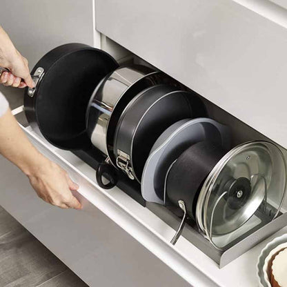Pan & Lid Organizer Extendable Stainless Steel Dividers Tool-Free