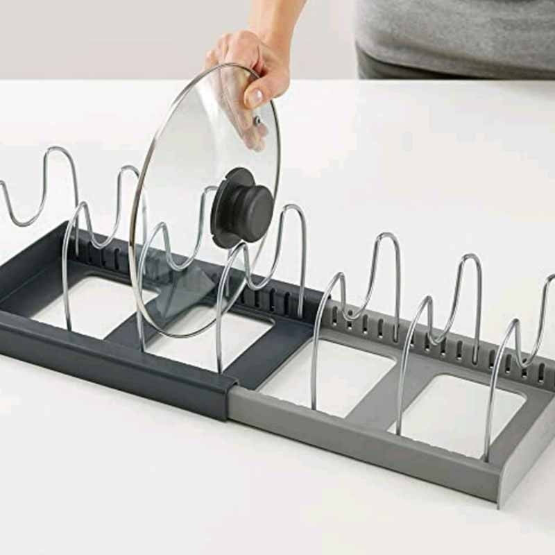 Pan & Lid Organizer Extendable Stainless Steel Dividers Tool-Free