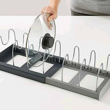 Pan & Lid Organizer Extendable Stainless Steel Dividers Tool-Free