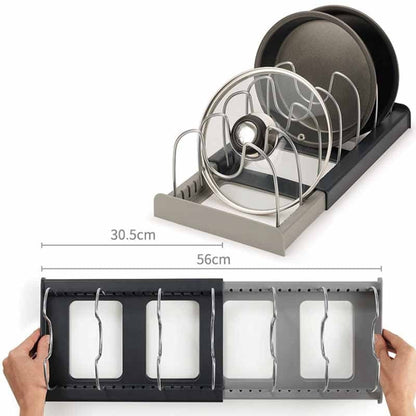 Pan & Lid Organizer Extendable Stainless Steel Dividers Tool-Free