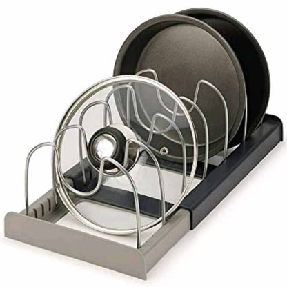 Pan & Lid Organizer Extendable Stainless Steel Dividers Tool-Free