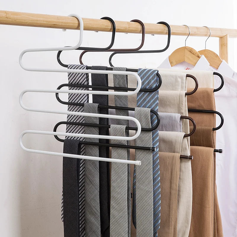 Pants Hanger 5-Level S-Shaped Stainless Steel Non-Slip