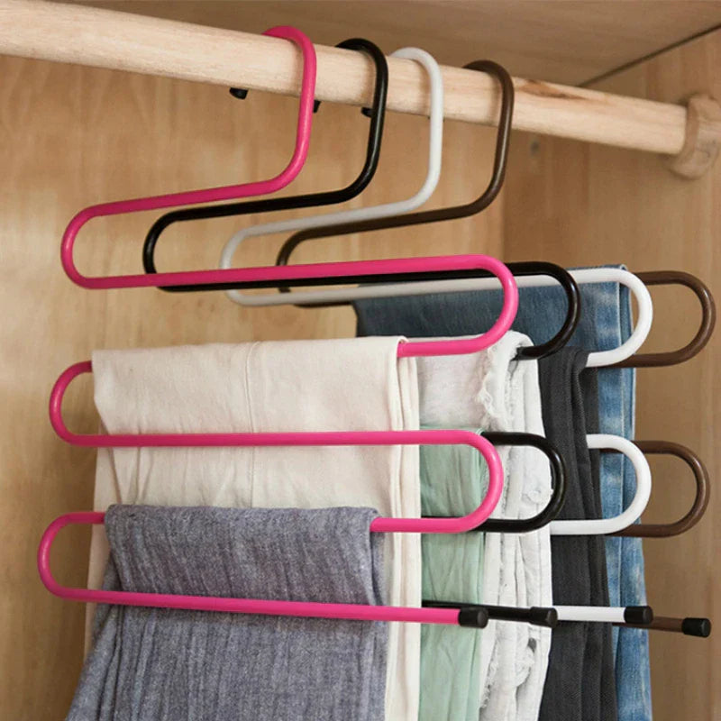 Pants Hanger 5-Level S-Shaped Stainless Steel Non-Slip