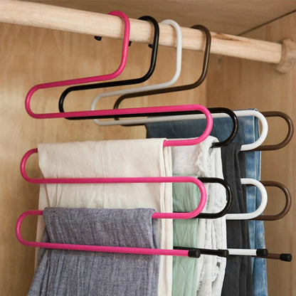 Pants Hanger 5-Level S-Shaped Stainless Steel Non-Slip